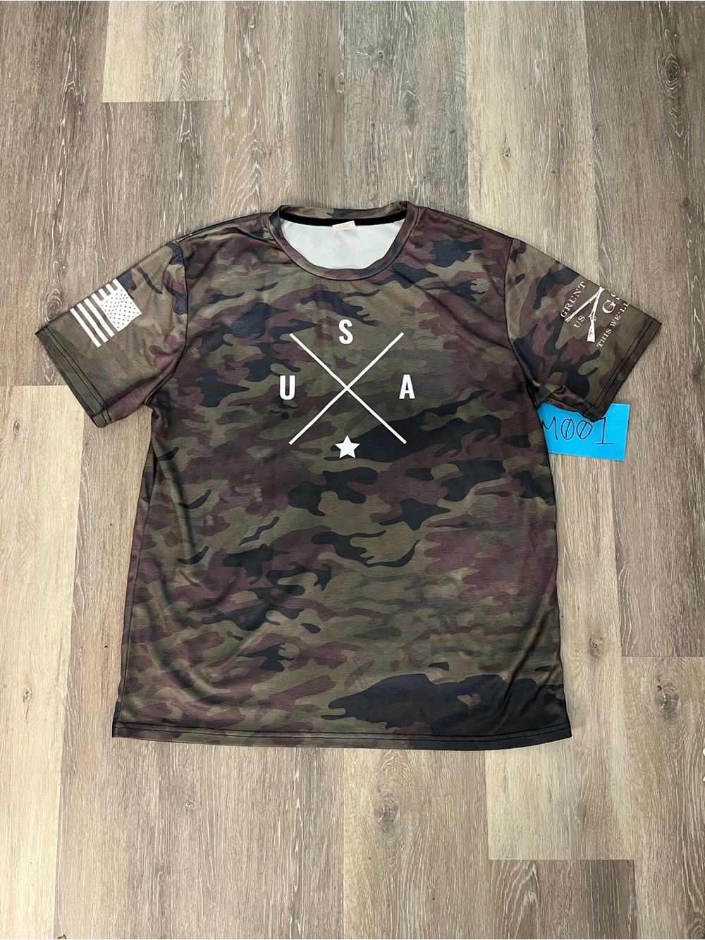 Grunt Style Mens XL Woodland Camo Simple USA Graphic Crew Neck Short Sleeve Tee